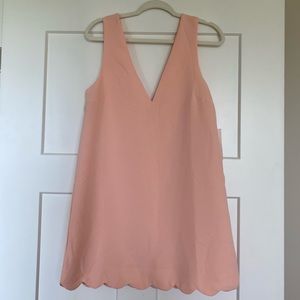Tobi Peach Deep V Scalloped Dress